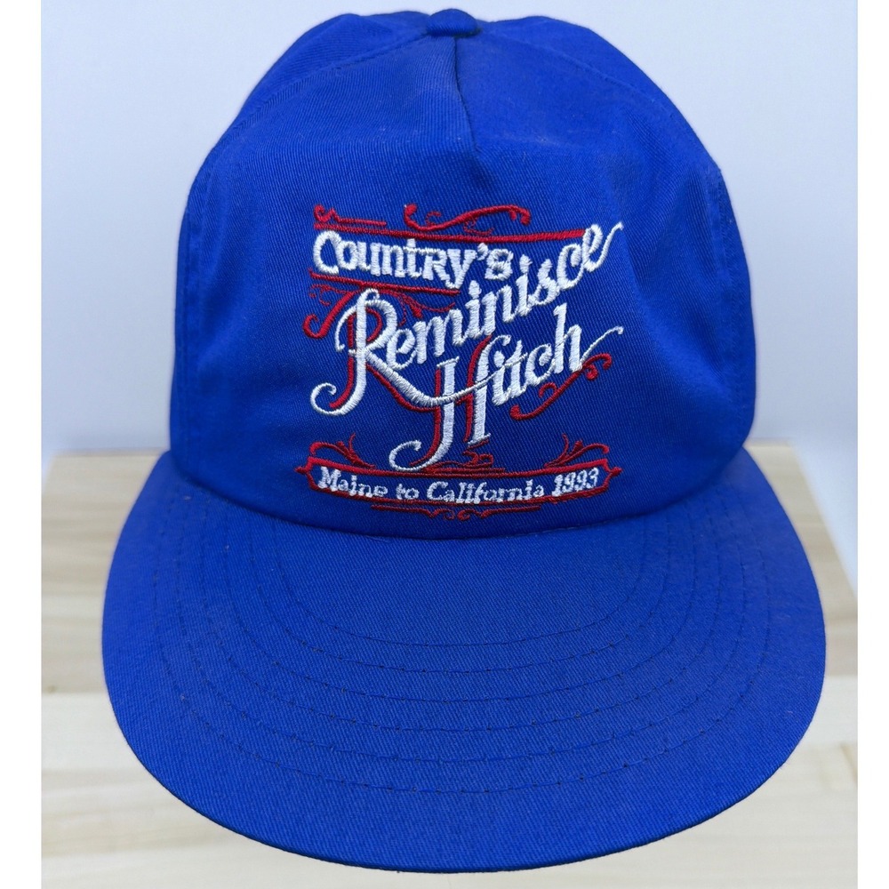 Vintage 1993 Country's Reminisce Hitch Snapback Hat Blue Maine to California USA